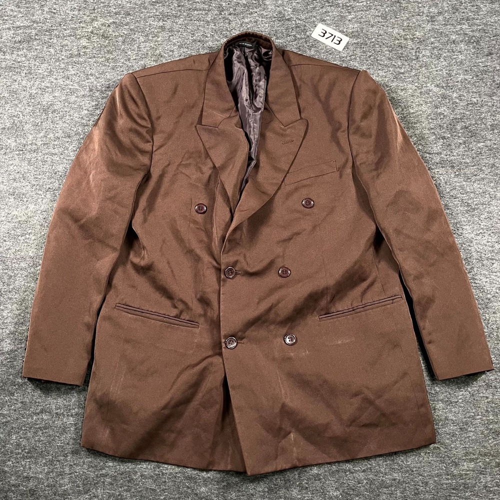 Vittorio St. Angelo Brown Blazer Jacket Men 44R Brown Double Breasted Peak Lapel